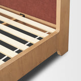 Holden Queen Upholstered Bedframe | Shelter Headboard | Burgundy Performance Fabric from Mercana - Luna Furniture