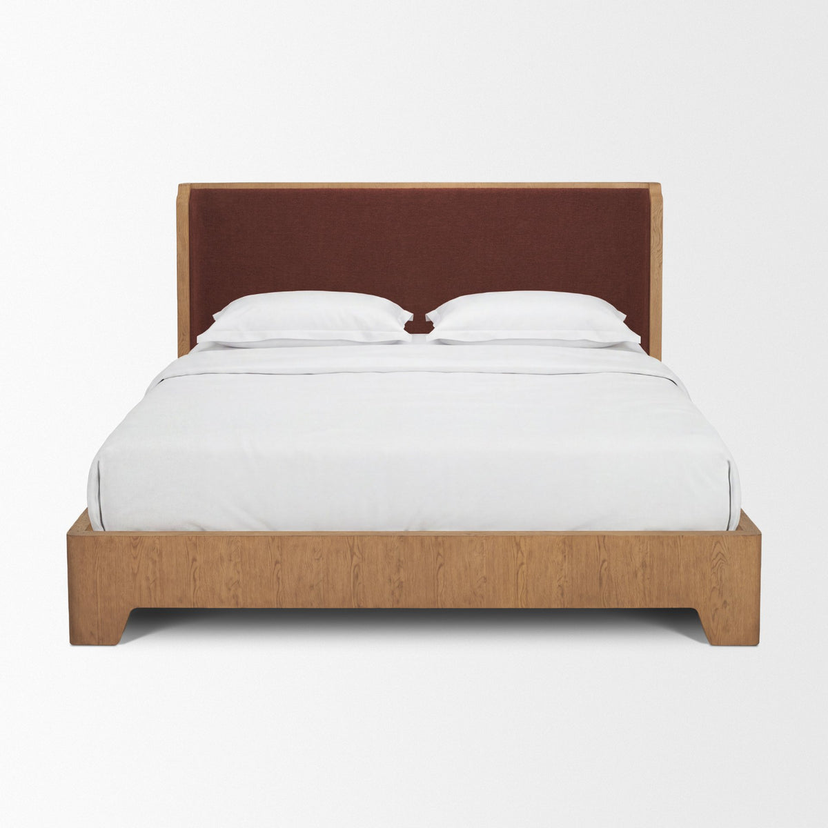 Holden Queen Upholstered Bedframe | Shelter Headboard | Burgundy Performance Fabric from Mercana - Luna Furniture
