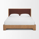Holden Queen Upholstered Bedframe | Shelter Headboard | Burgundy Performance Fabric from Mercana - Luna Furniture