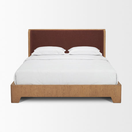 Holden Queen Upholstered Bedframe | Shelter Headboard | Burgundy Performance Fabric from Mercana - Luna Furniture