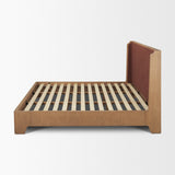 Holden Queen Upholstered Bedframe | Shelter Headboard | Burgundy Performance Fabric from Mercana - Luna Furniture