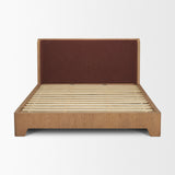 Holden Queen Upholstered Bedframe | Shelter Headboard | Burgundy Performance Fabric from Mercana - Luna Furniture