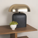 Liorre Textured Black Metal Base w/ Gold Metal Shade 1-Light Table Lamp from Mercana - Luna Furniture