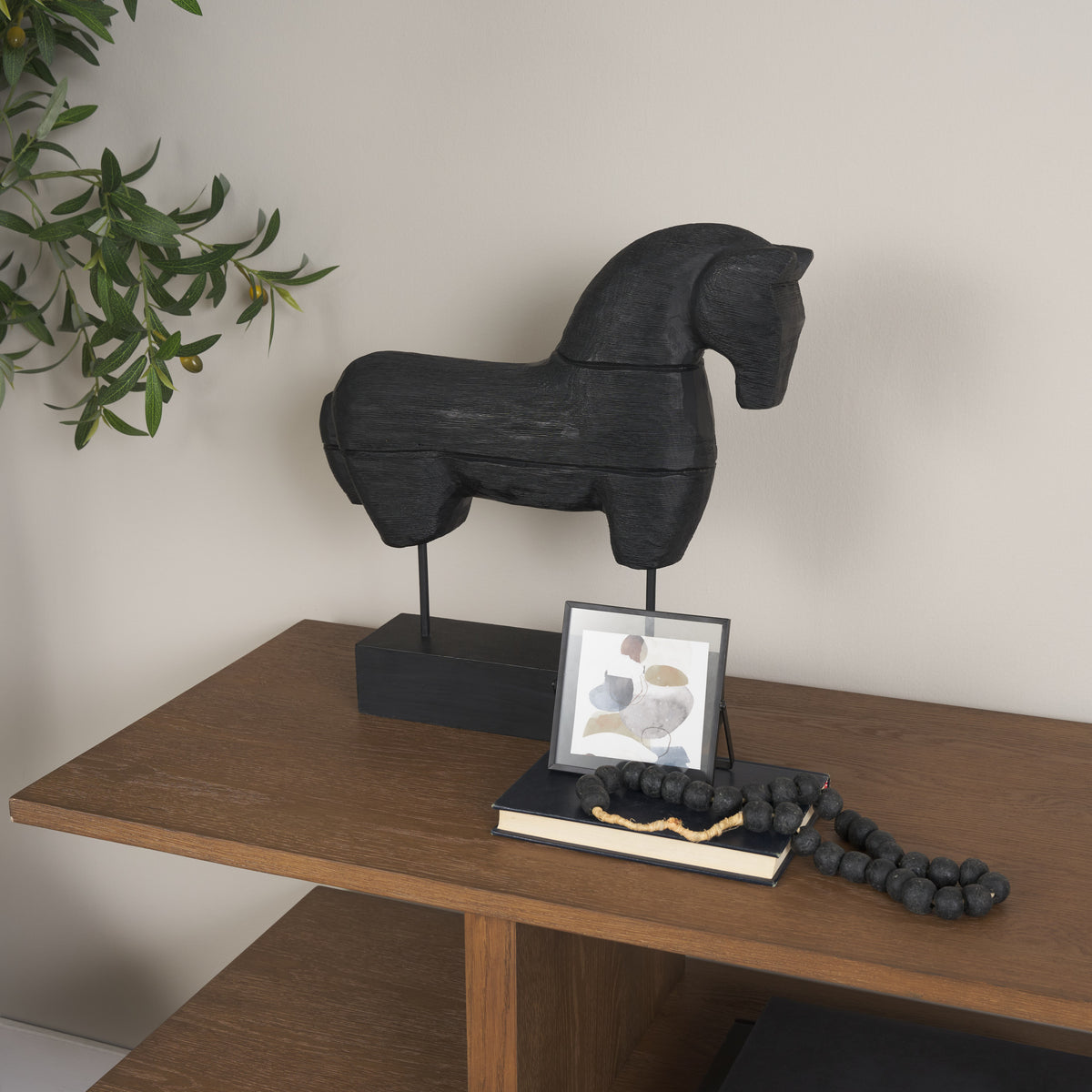 Equus Black Wooden Horse Decorative Object