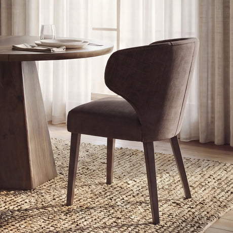 Niles Brown Fabric W/ Dark Brown Wooden Legs Wingback Dining Chair from Mercana - Luna Furniture