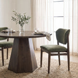 Cline Moss 008 Olive Fabric Upholstered and Brown Wood Dining Chair, Set of 2 from Mercana - Luna Furniture