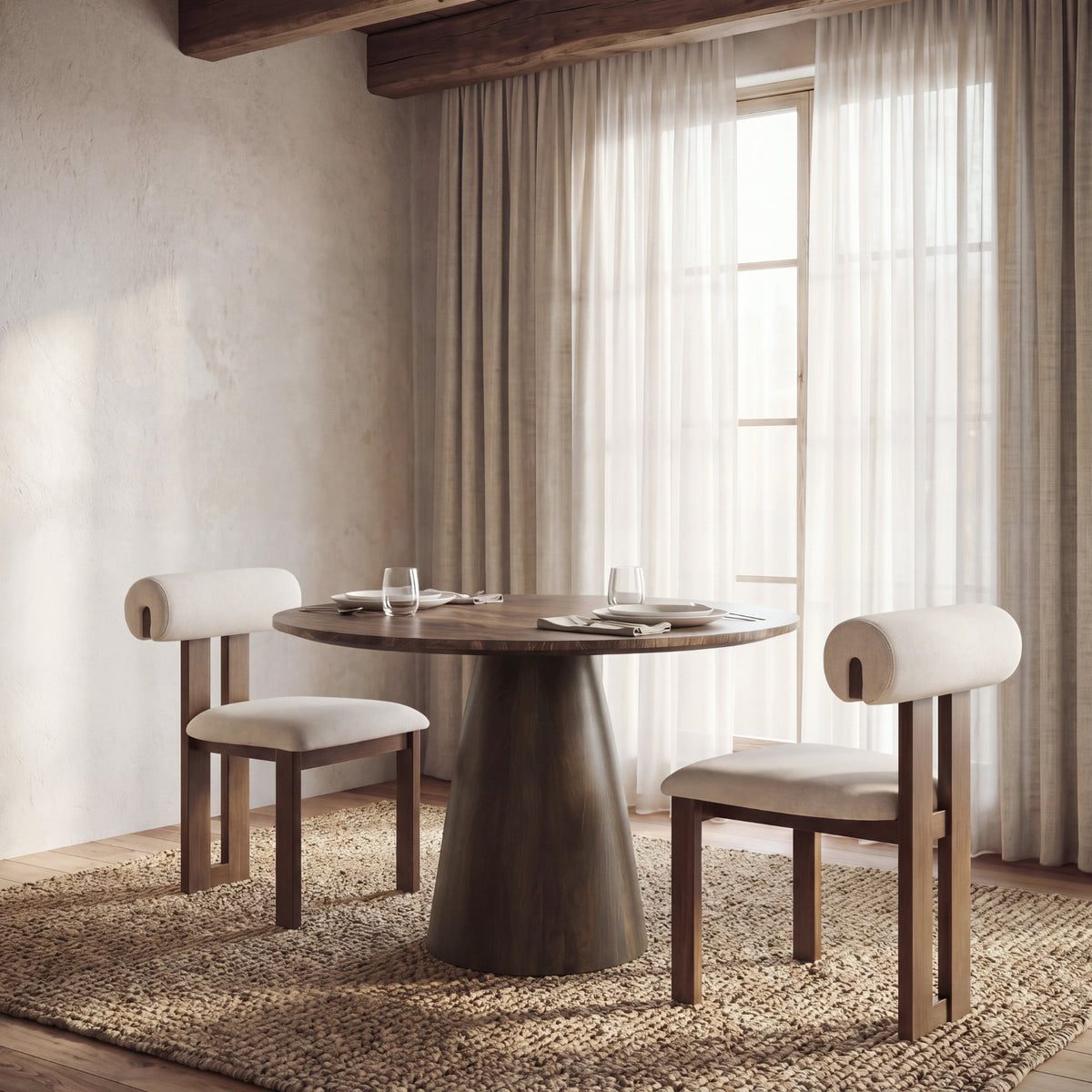 Tribeca Curve Open Back Cream and Dark Brown Tripod Frame Dining Chair from Mercana - Luna Furniture