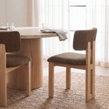 Soho Curved Open Back Brown Fabric w/ Light Brown Tripod Frame Dining Chair from Mercana - Luna Furniture
