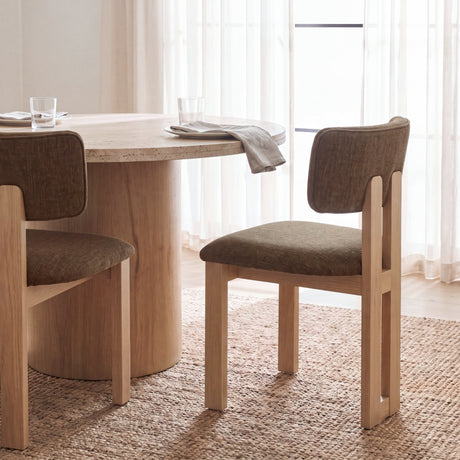 Soho Curved Open Back Brown Fabric w/ Light Brown Tripod Frame Dining Chair from Mercana - Luna Furniture