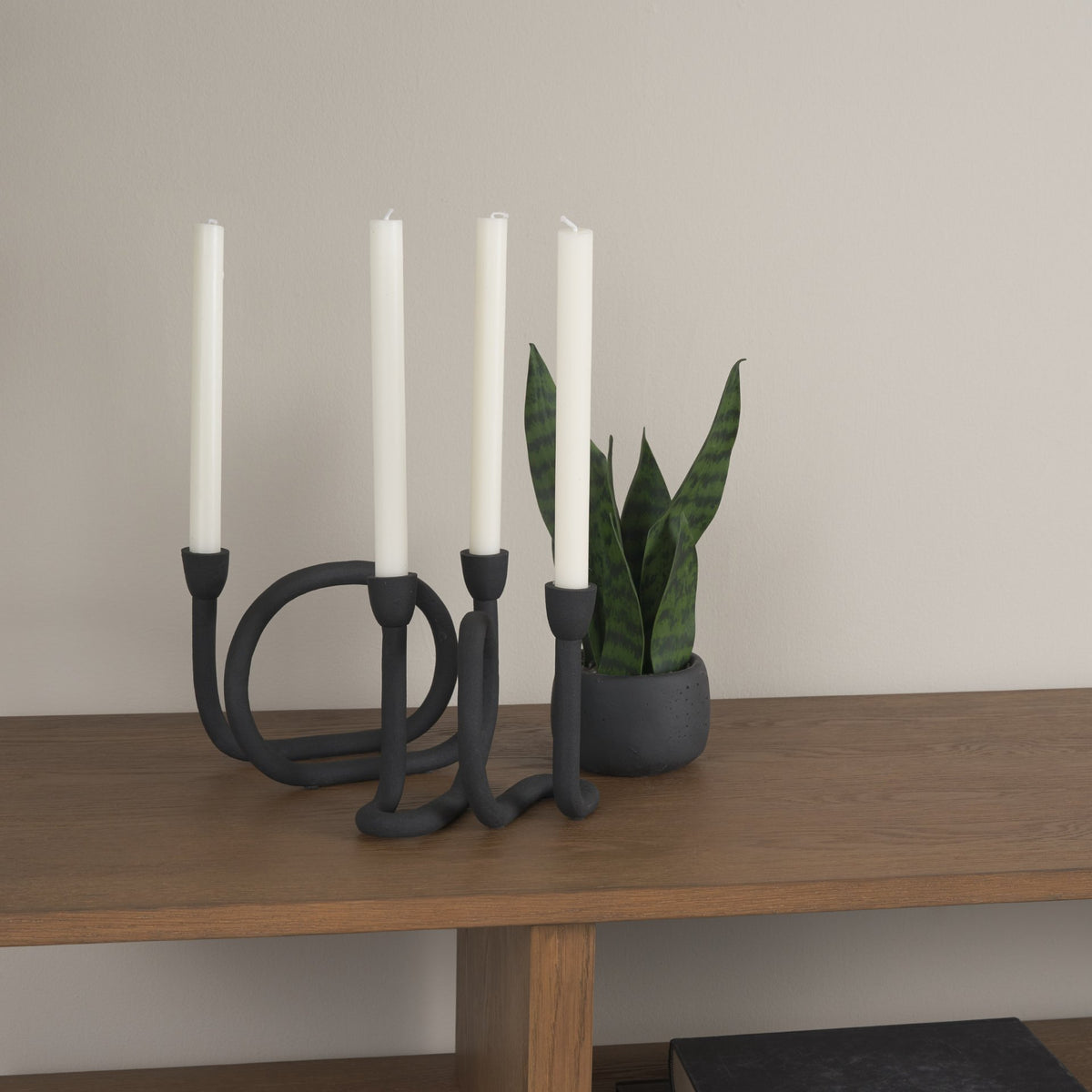 Serpens Black Metal Narrow Candle Holder from Mercana - Luna Furniture