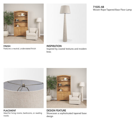 Newport Woven Rope Tapered Base Floor Lamp from Mercana - Luna Furniture