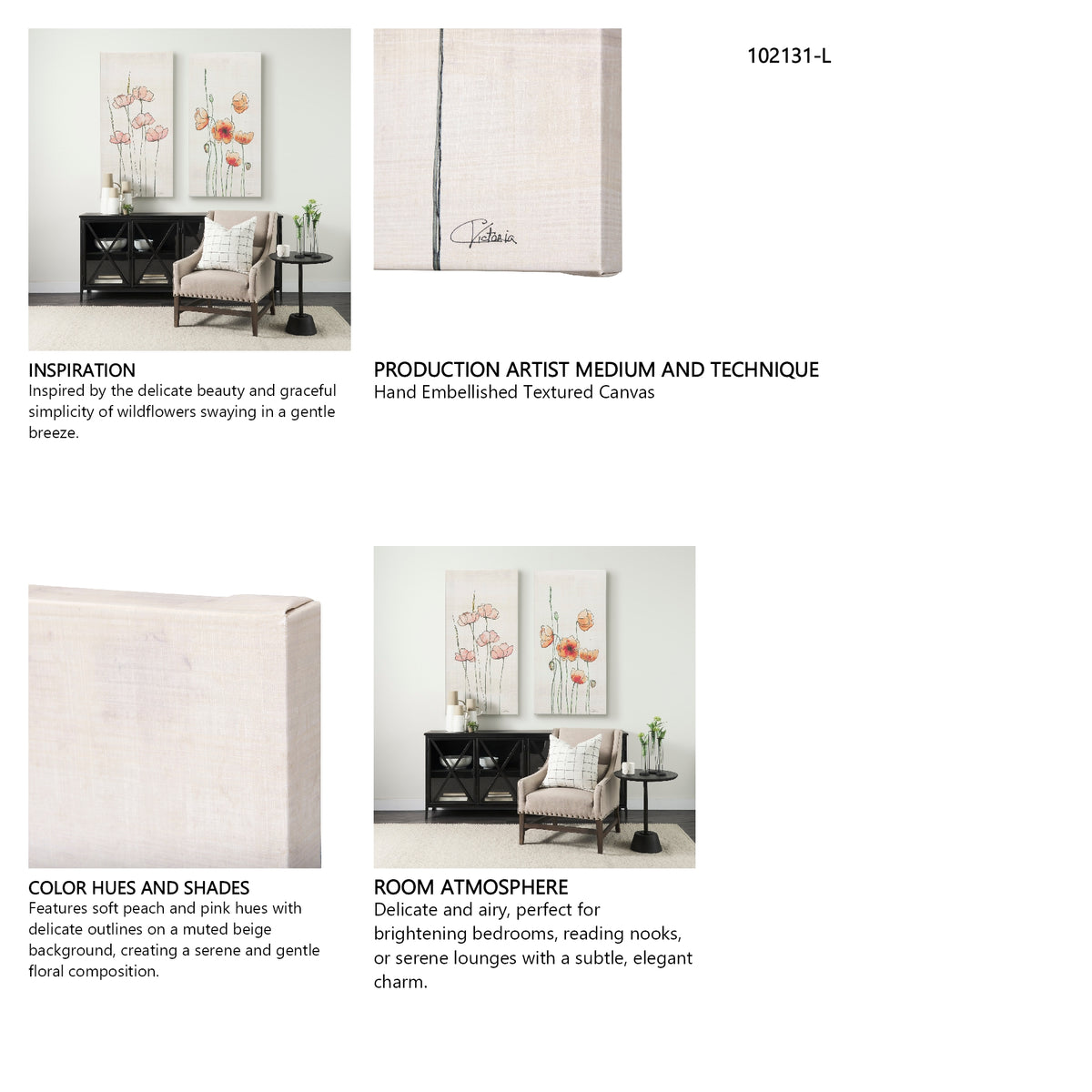 Meadow flowers II by Mercana Studio a Hand Embellished Textured Canvas from Mercana - Luna Furniture