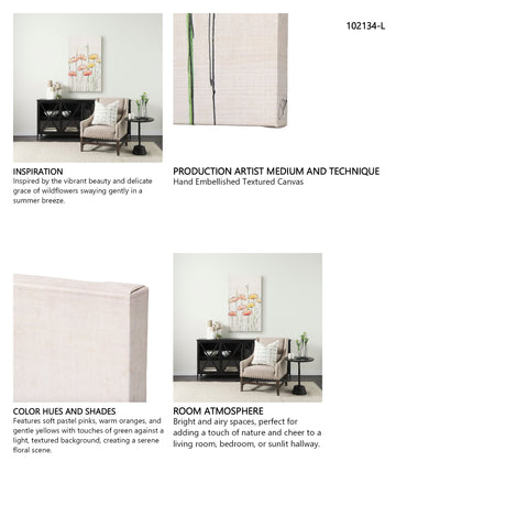 Meadow flowers by Mercana Studio a Hand Embellished Textured Canvas from Mercana - Luna Furniture