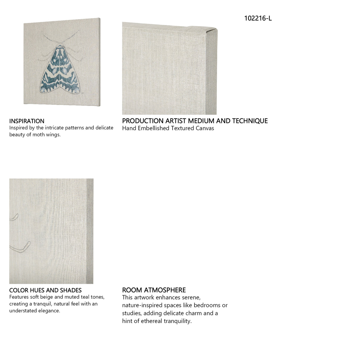 Moth Blue III by Mercana Studio a Hand Embellished Textured Canvas from Mercana - Luna Furniture