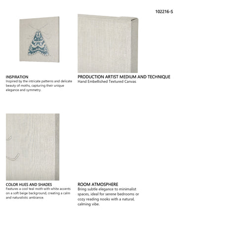 Moth Blue III by Mercana Studio a Hand Embellished Textured Canvas from Mercana - Luna Furniture