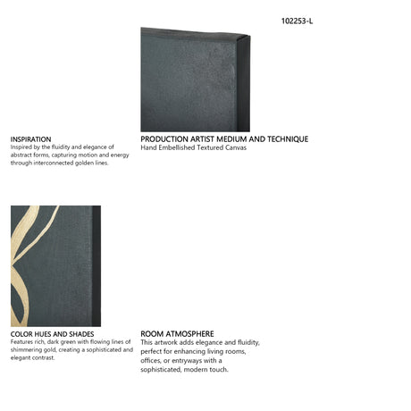 Free Lines Dark Green by Mercana Studio a Hand Embellished Textured Canvas from Mercana - Luna Furniture
