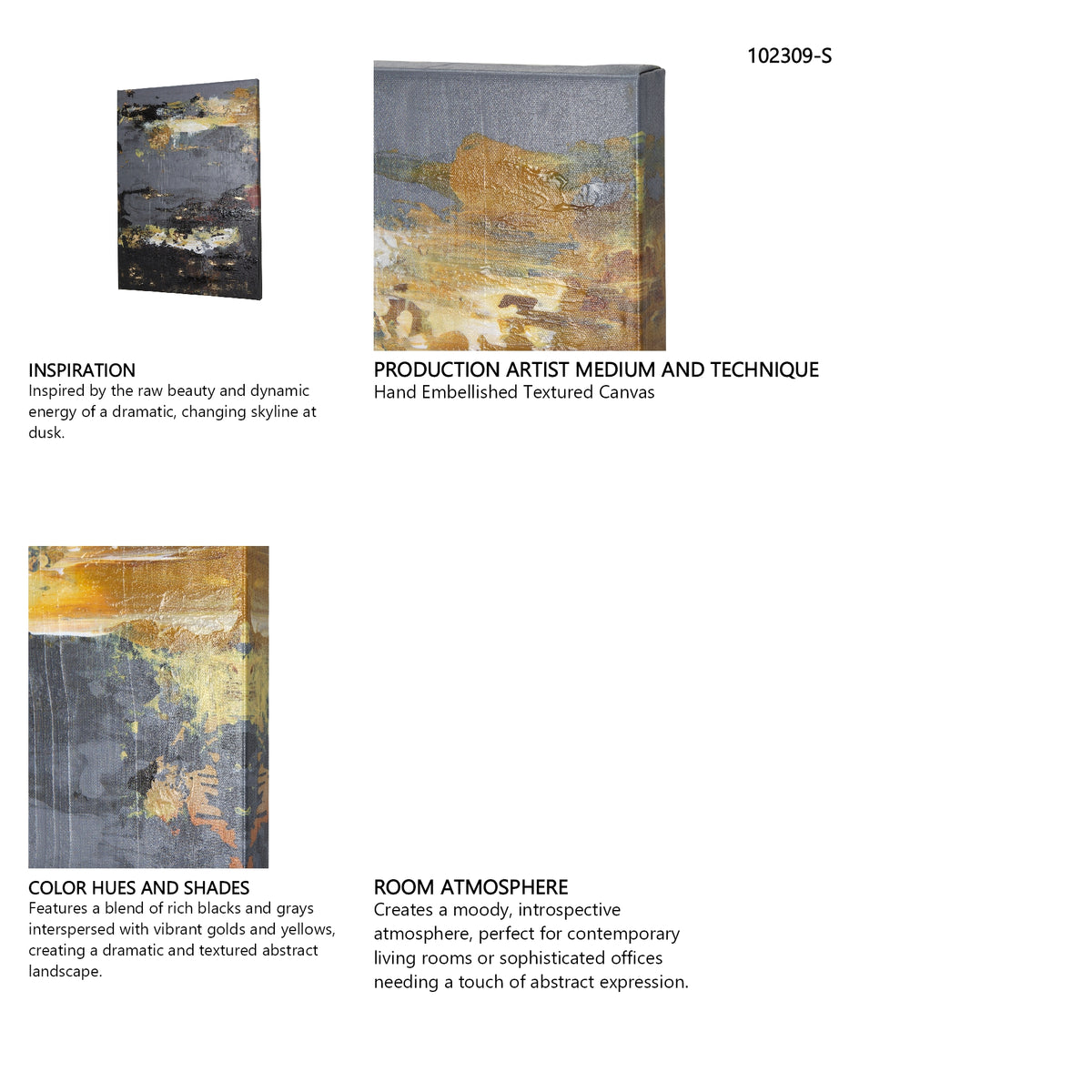 Silver and gold inspiration I by Mercana Studio a Hand Embellished Textured Canvas from Mercana - Luna Furniture