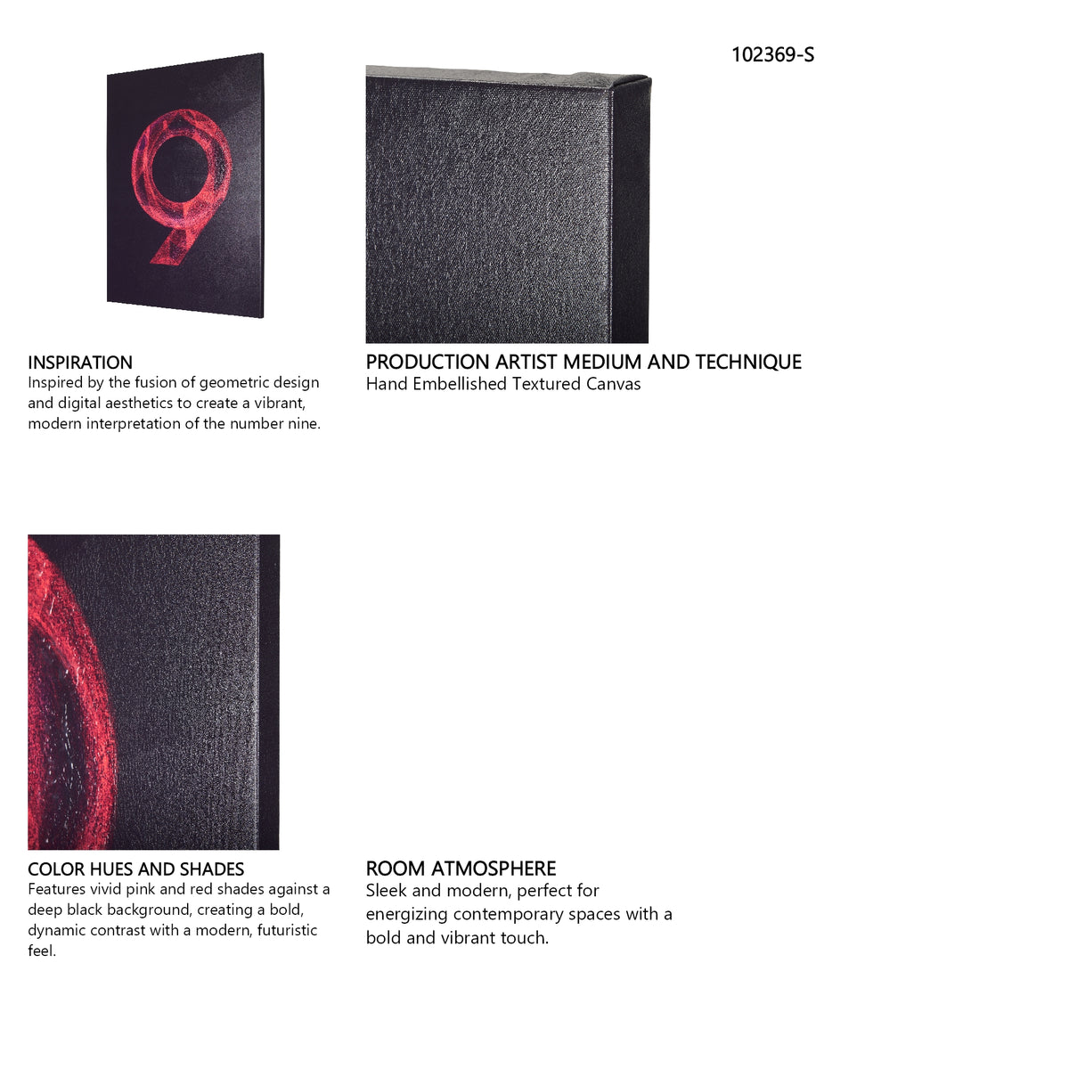 Numbers IX by Mercana Studio a Hand Embellished Textured Canvas from Mercana - Luna Furniture