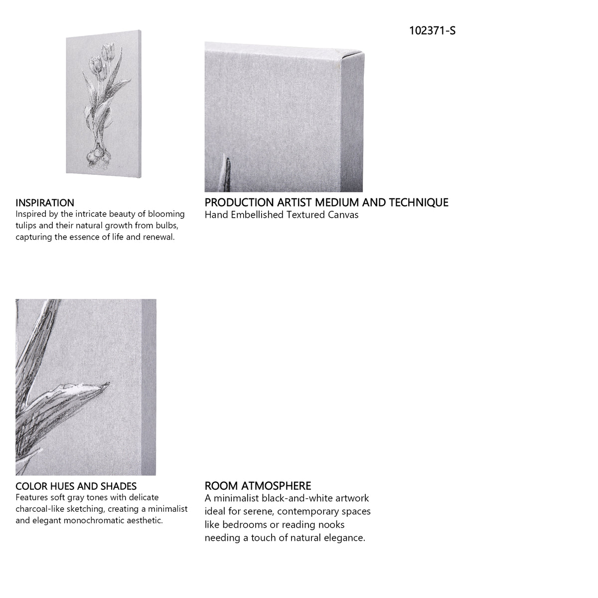 Botanical sketches I (Grey) by Mercana Studio a Hand Embellished Textured Canvas from Mercana - Luna Furniture