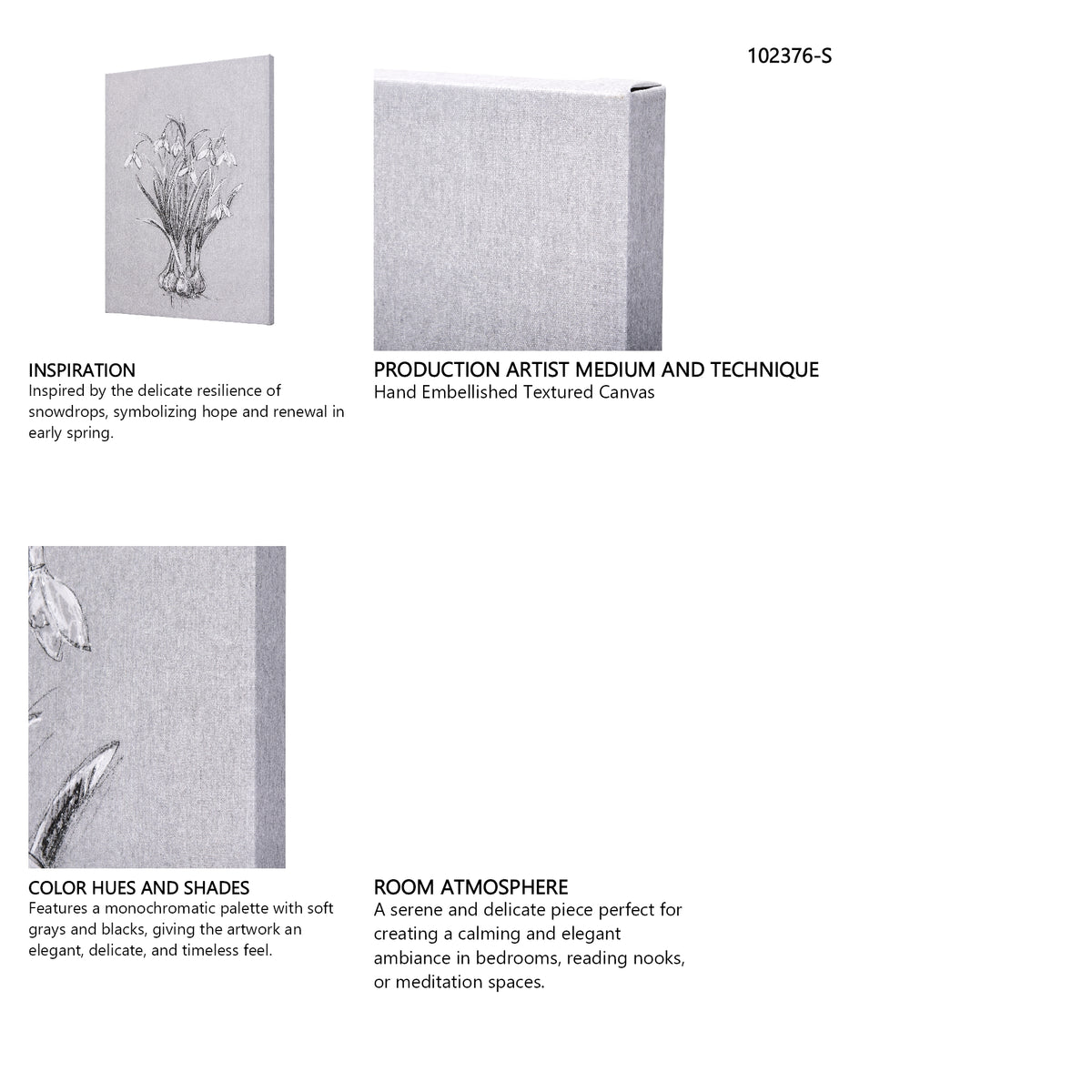 Botanical sketches VI (Grey) by Mercana Studio a Hand Embellished Textured Canvas from Mercana - Luna Furniture