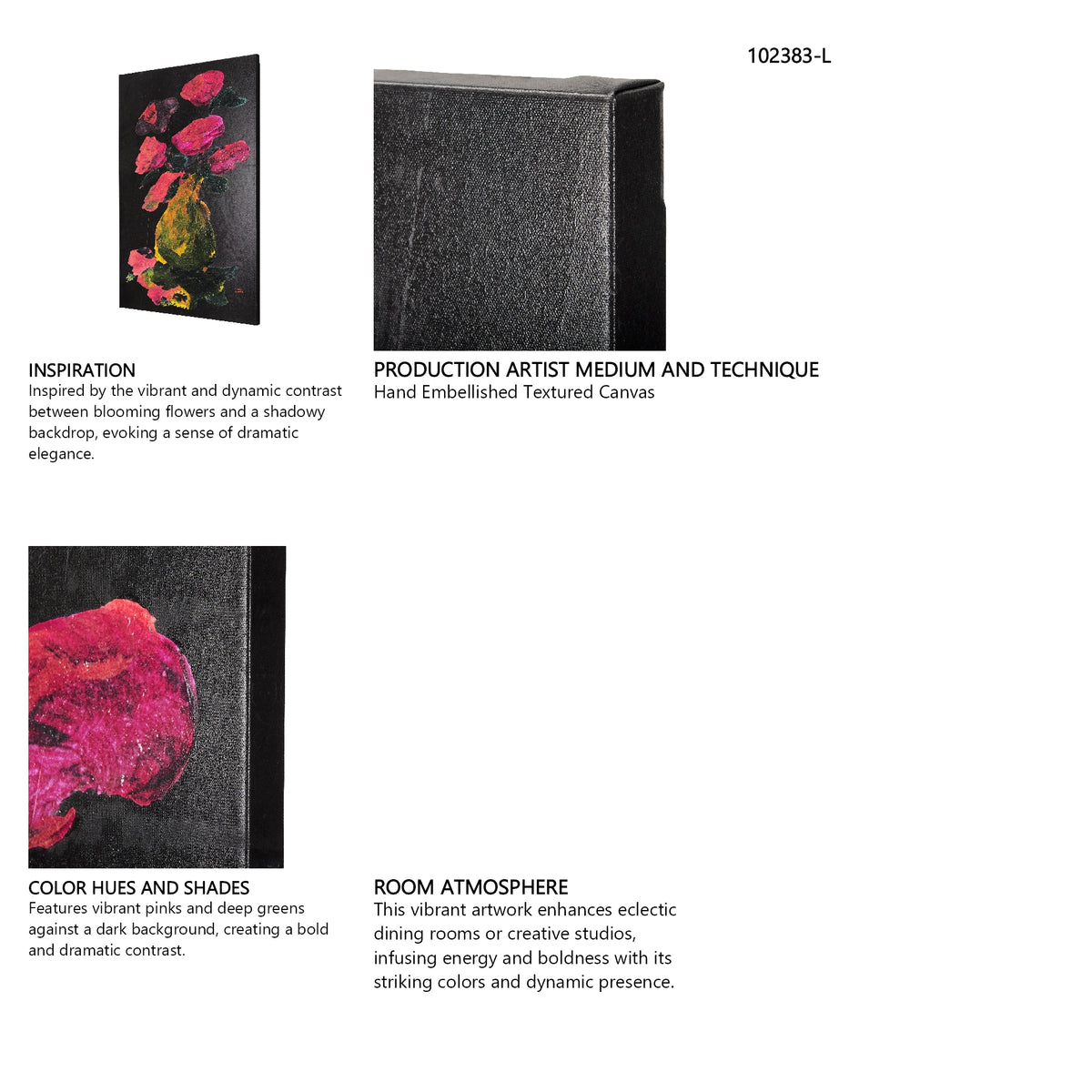 Midnight Flower I by Mercana Studio a Hand Embellished Textured Canvas from Mercana - Luna Furniture