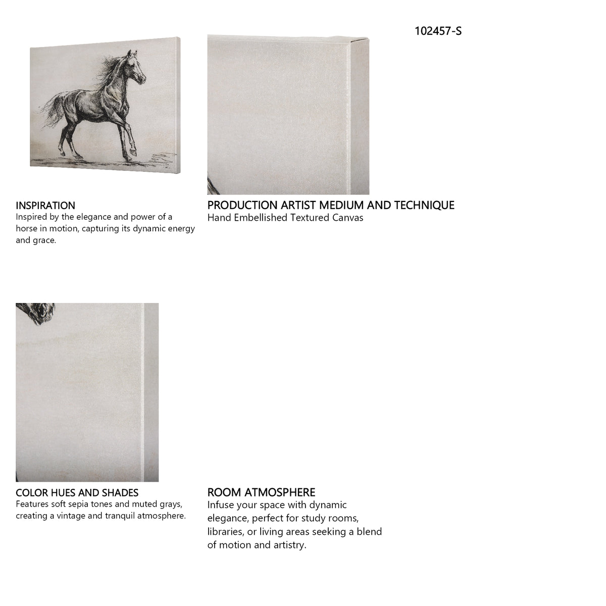 Old West Collection V ( Horse Sketch) by Mercana Studio a Hand Embellished Textured Canvas