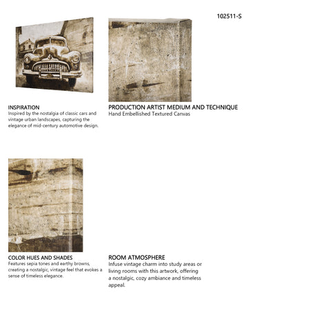 Vintage Car Picture III by Mercana Studio a Hand Embellished Textured Canvas from Mercana - Luna Furniture
