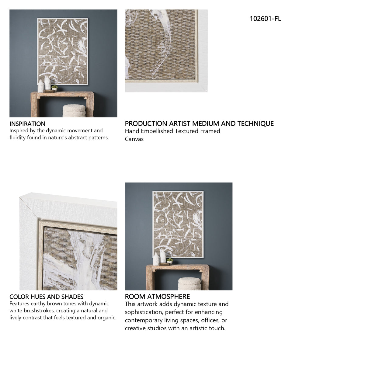 Woven Textile by Mercana Studio a Hand Embellished Textured Framed Canvas from Mercana - Luna Furniture