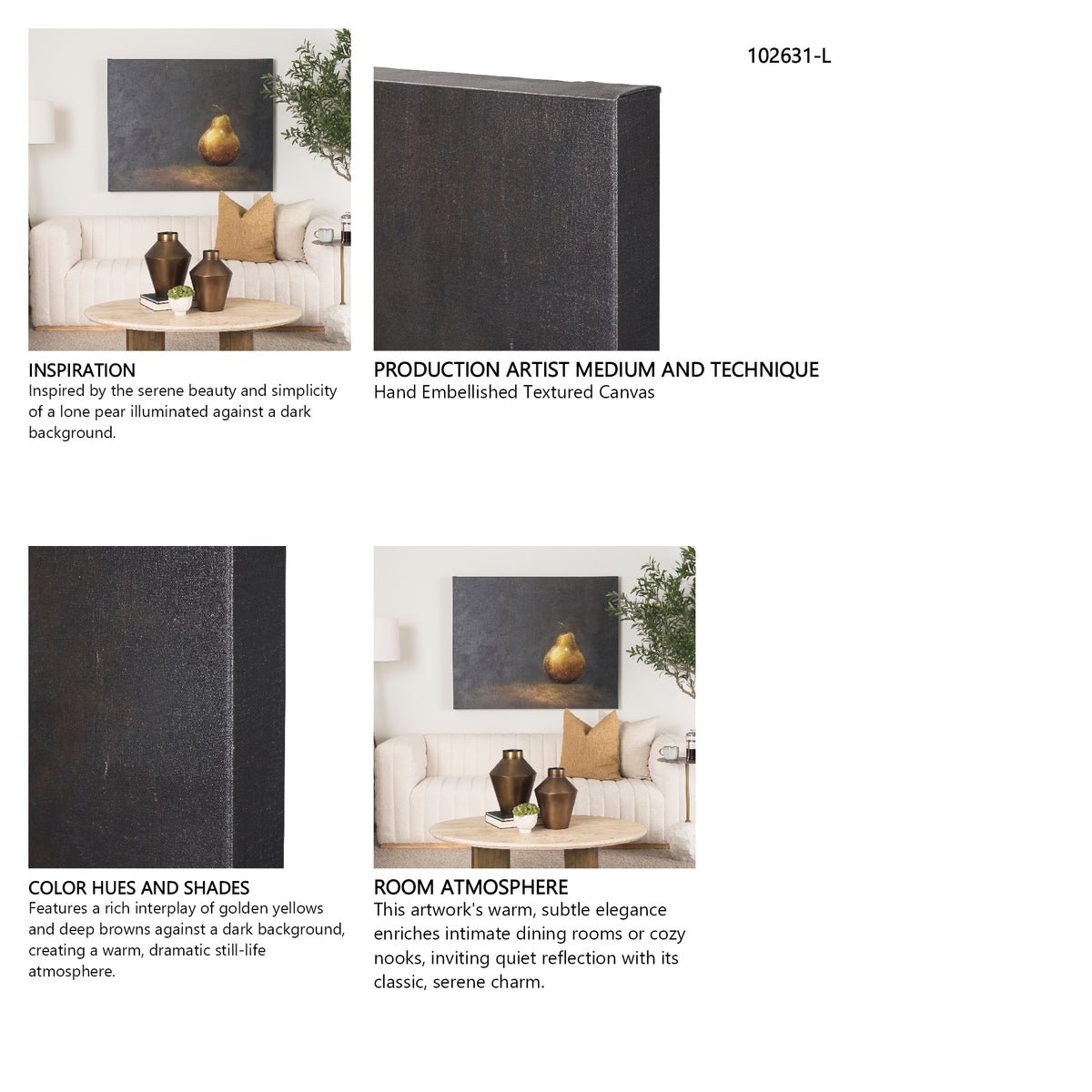 Lonely Pear by Mercana Studio a Hand Embellished Textured Canvas from Mercana - Luna Furniture