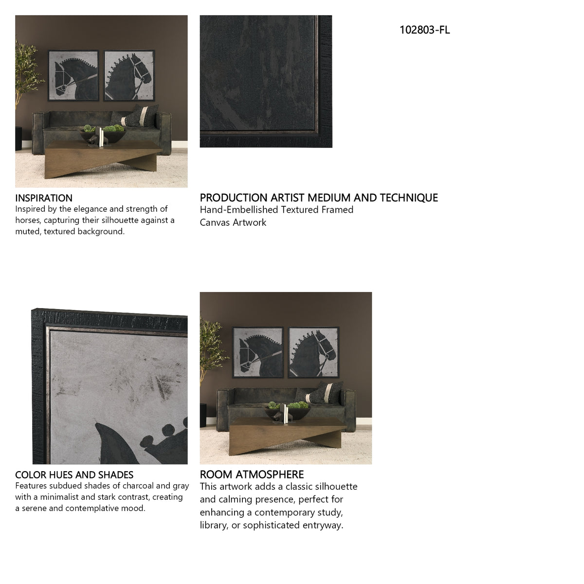 Steed 1 by Mercana Studio Hand-Embellished Textured Framed Canvas Artwork from Mercana - Luna Furniture