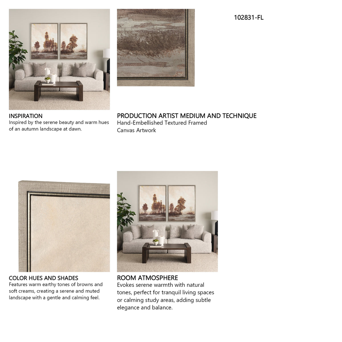 Quiet Horizon II by Mercana Studio Hand-Embellished Textured Framed Canvas Artwork from Mercana - Luna Furniture
