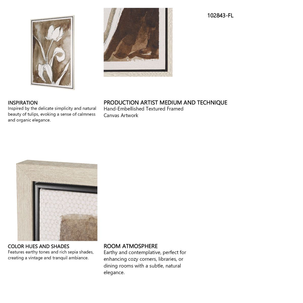 Tulip Bloom V by Mercana Studio Hand-Embellished Textured Framed Canvas Artwork from Mercana - Luna Furniture