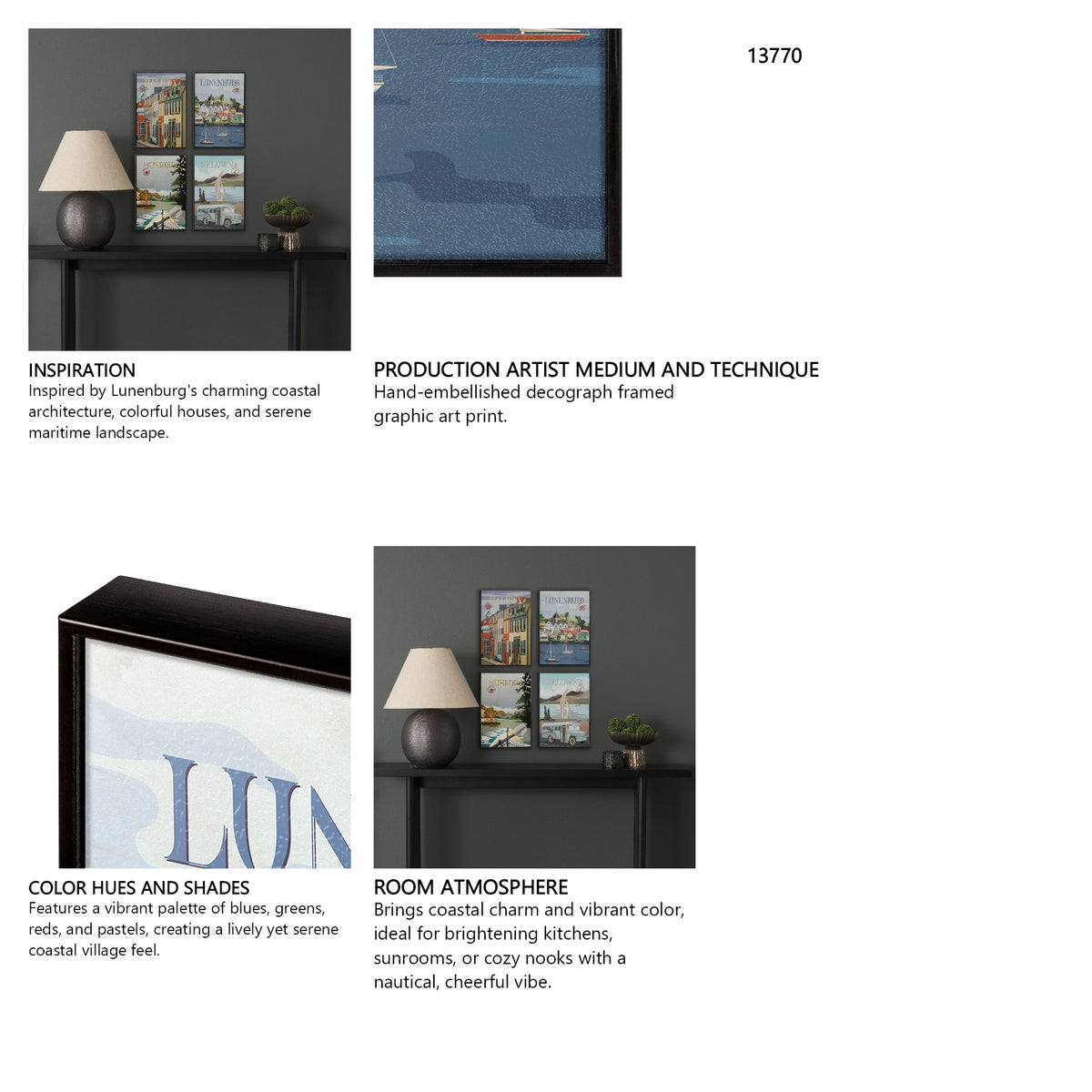 Lunenburg Go Canada (SM) by Mercana Studio a Hand Embellished Decograph Framed Art Print from Mercana - Luna Furniture
