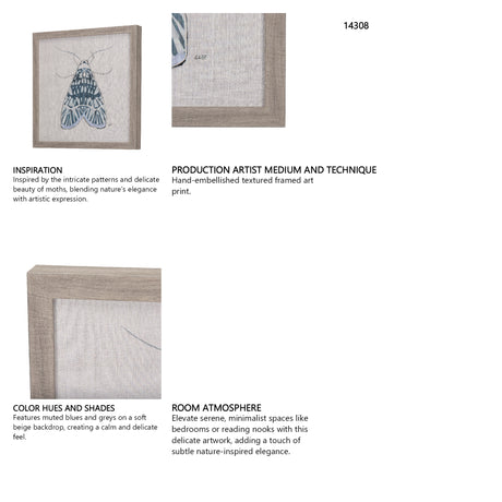 Moth Blue I by Mercana Studio a Hand Embellished Textured Framed Art Print from Mercana - Luna Furniture