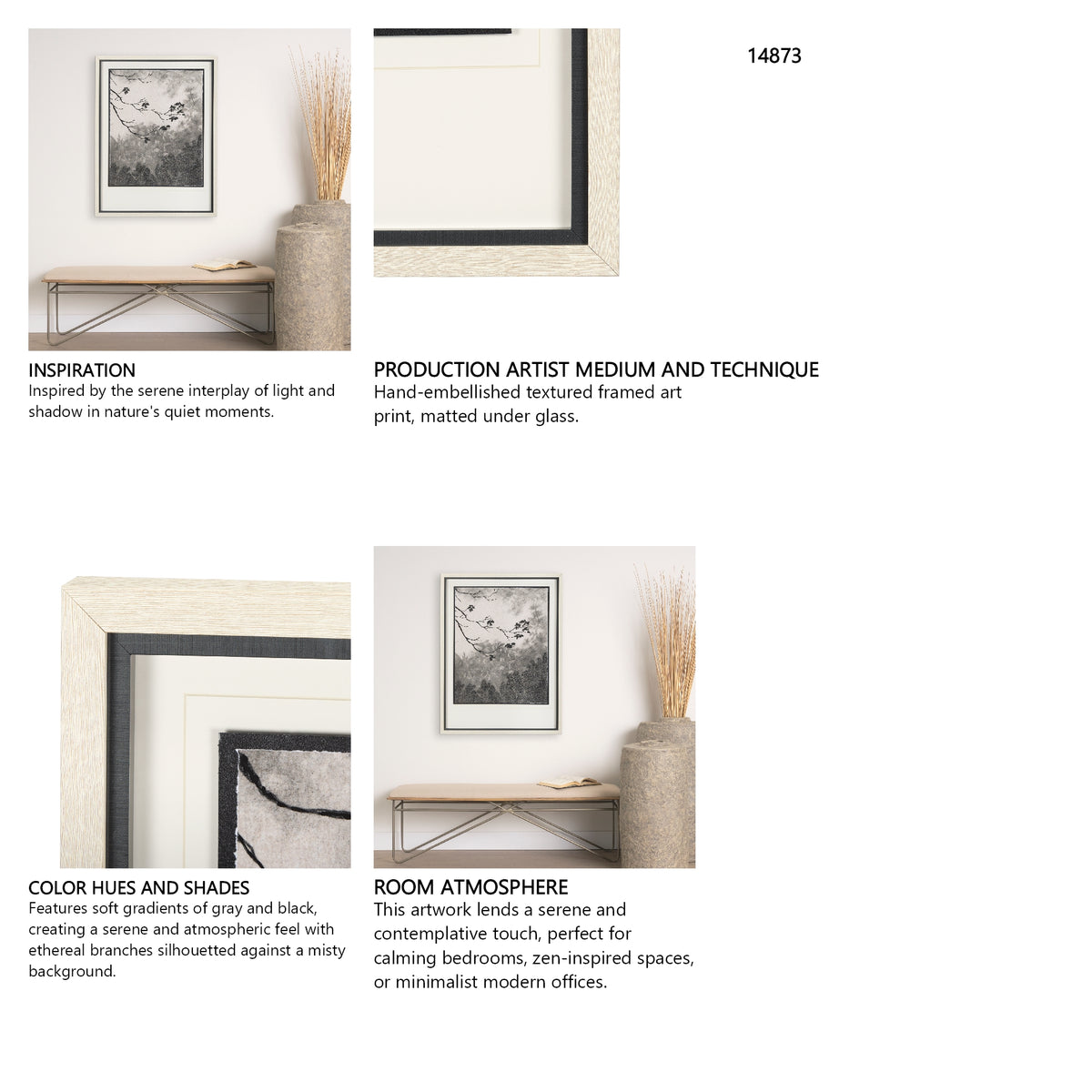 Leafy Shade I by Mercana Studio a Hand Embellished Textured Framed Art Print Matted under Glass from Mercana - Luna Furniture
