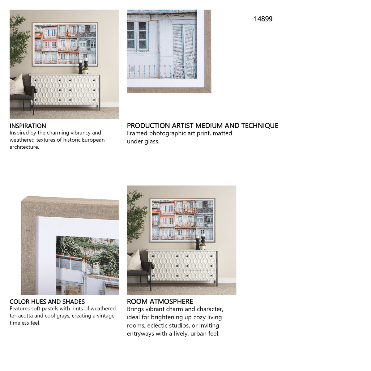 Porto Houses by Laura Marshall a Framed Photo Art Print Matted under Glass from Mercana - Luna Furniture