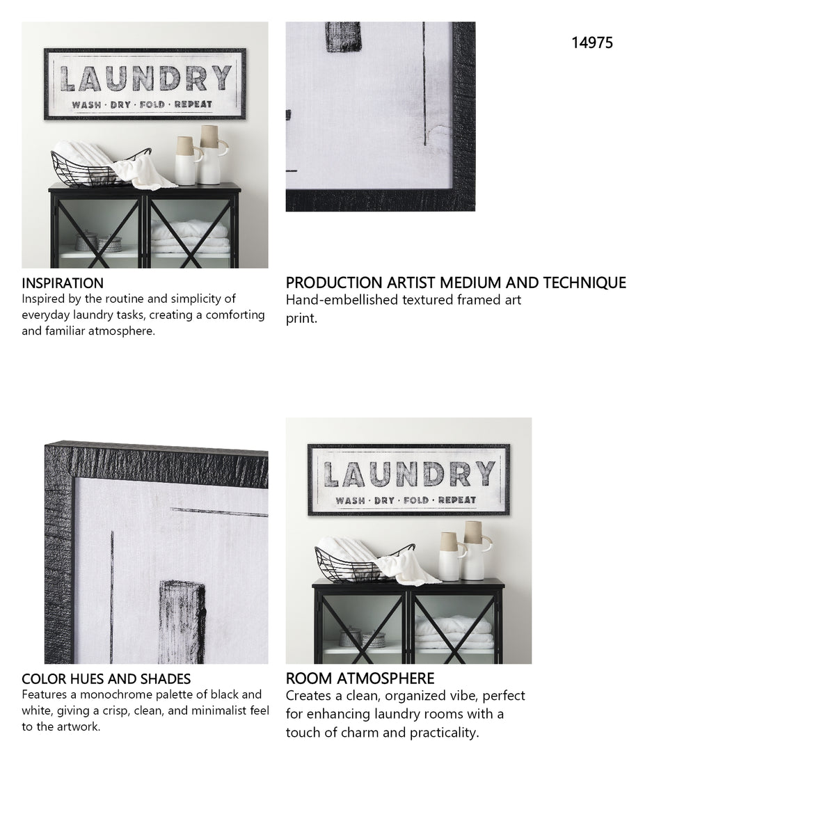 Laundry Wash by Mercana Studio a Hand Embellished Textured Framed Art Print from Mercana - Luna Furniture