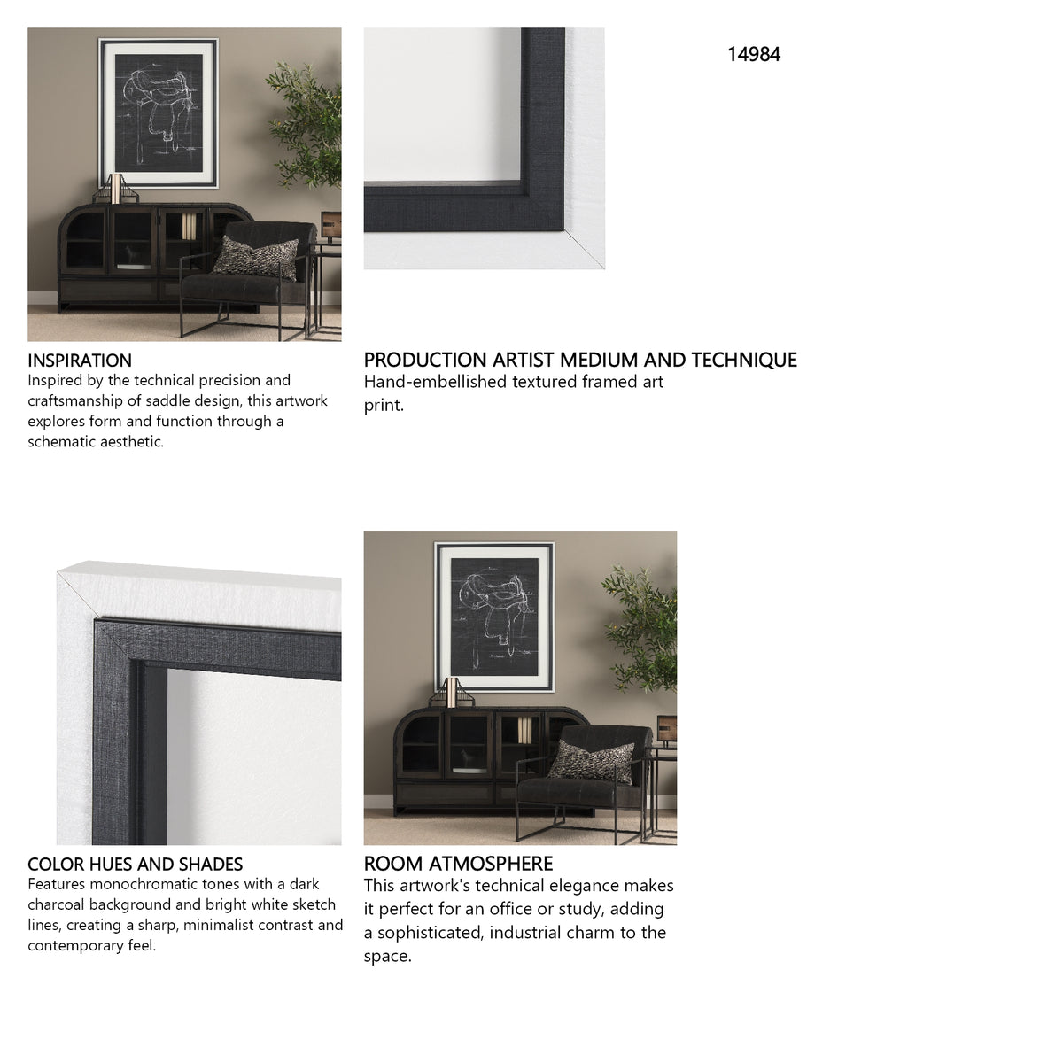Horse Seat Black II by Mercana Studio a Hand Embellished Textured Framed Art Print from Mercana - Luna Furniture
