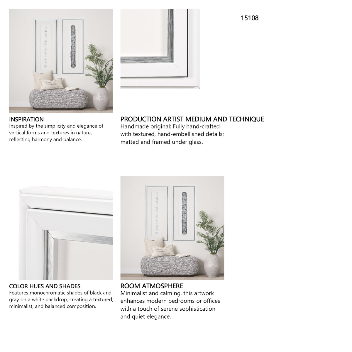 Random Lines Silver Flood by Studio M a Handmade Original Framed Artwork under Glass from Mercana - Luna Furniture