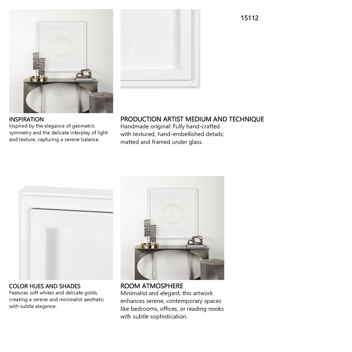 Equal Quadrants White by Studio M a handmade Original Framed 3D Textured Artwork under Glass from Mercana - Luna Furniture
