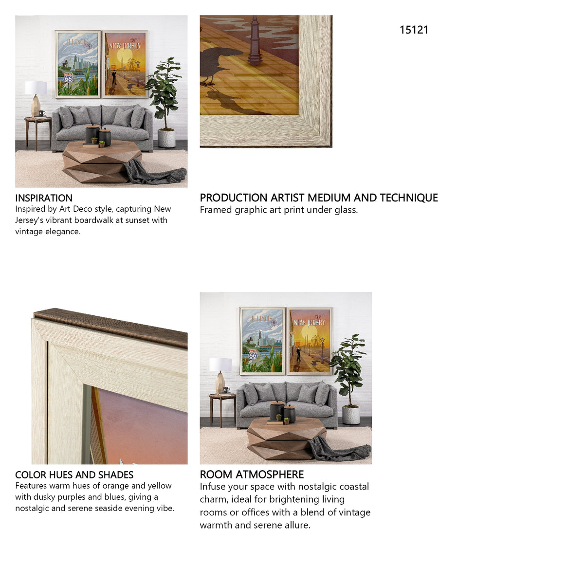 New Jersey Go USA (XL) by Mercana Studio a Hand Embellished Decograph Framed Art Print under Glass from Mercana - Luna Furniture
