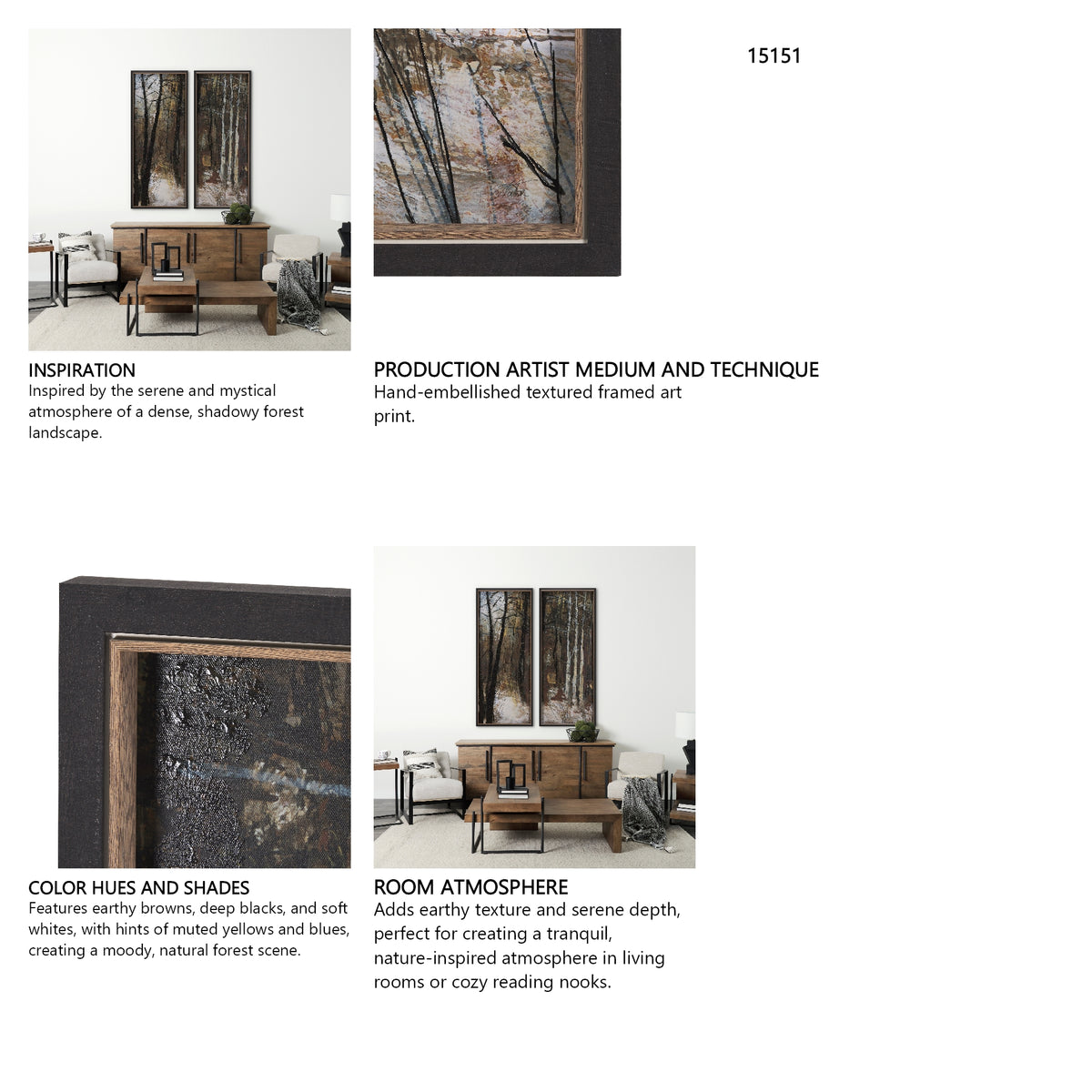 Forest View V by Mercana Studio a Hand Embellished Textured Framed Art Print from Mercana - Luna Furniture