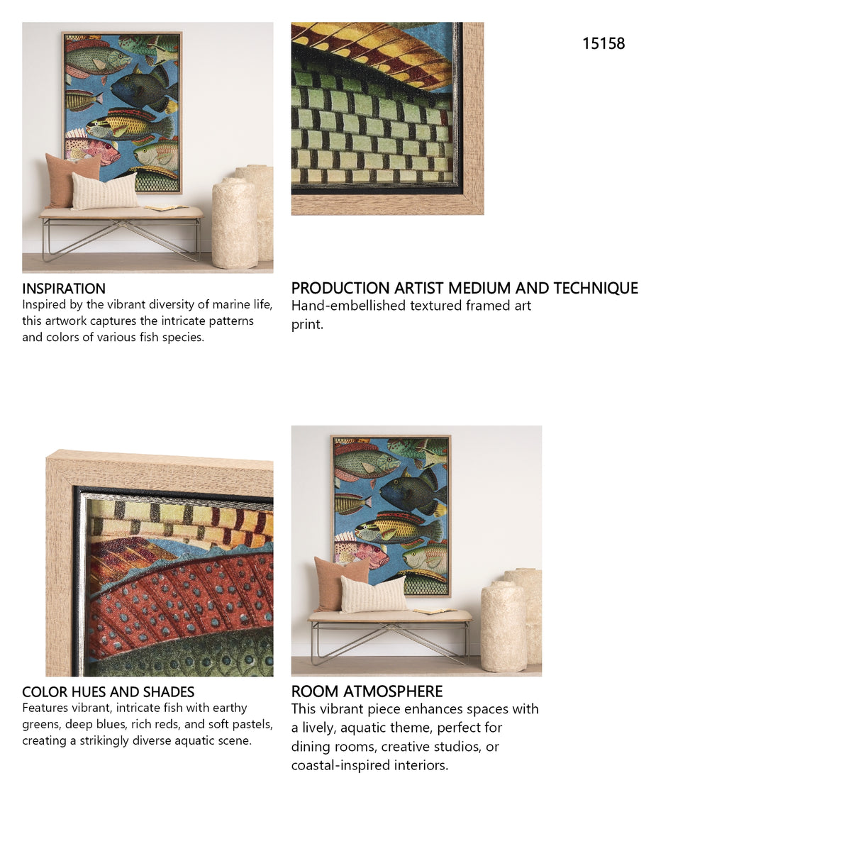 Vadum Piscis by Mercana Studio a Hand Embelished Textured Framed Art Print from Mercana - Luna Furniture
