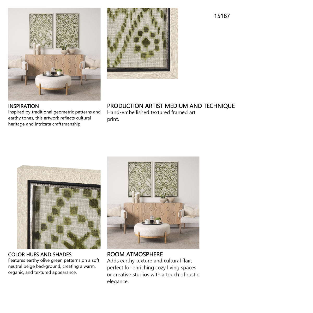 Story Teller II Olive by Mercana Studio a Hand Embelished Textured Framed Art Print from Mercana - Luna Furniture