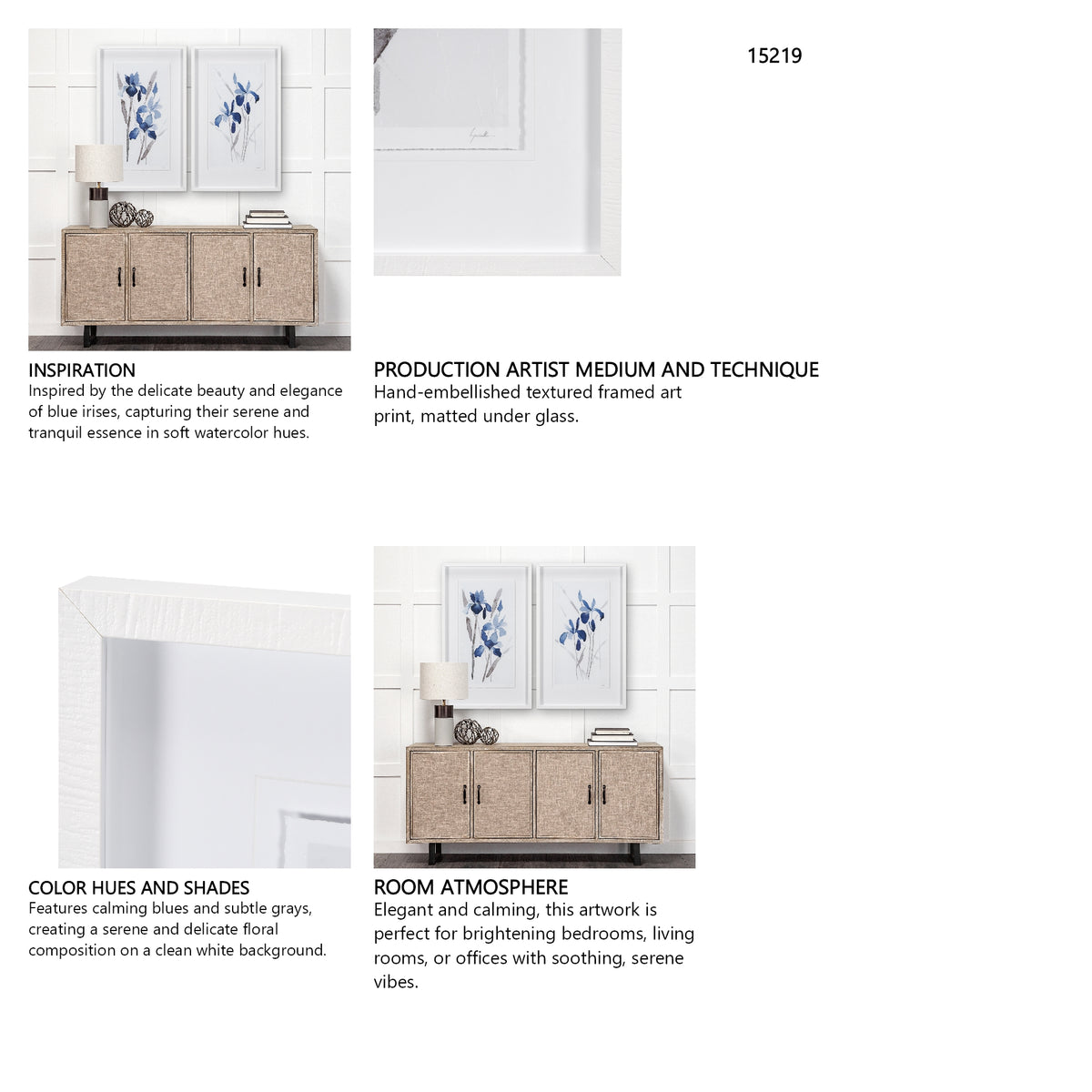 Blue Iris I by Mercana Studio a Hand Embellished Textured Framed Art Print Matted under Glass from Mercana - Luna Furniture
