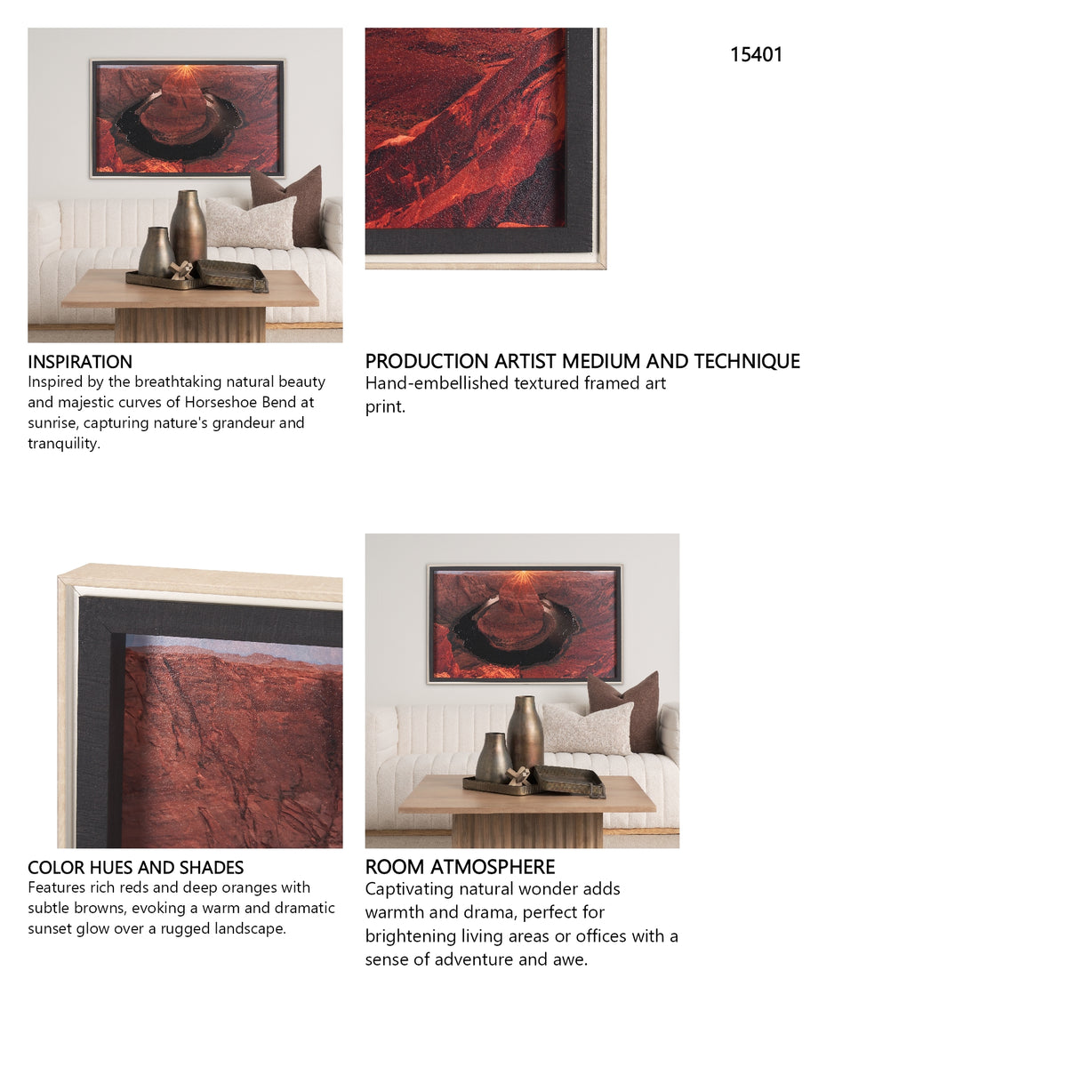 Horseshoe Bend by Gary Blatter a Hand Embelished Textured Framed Photo Art Print from Mercana - Luna Furniture