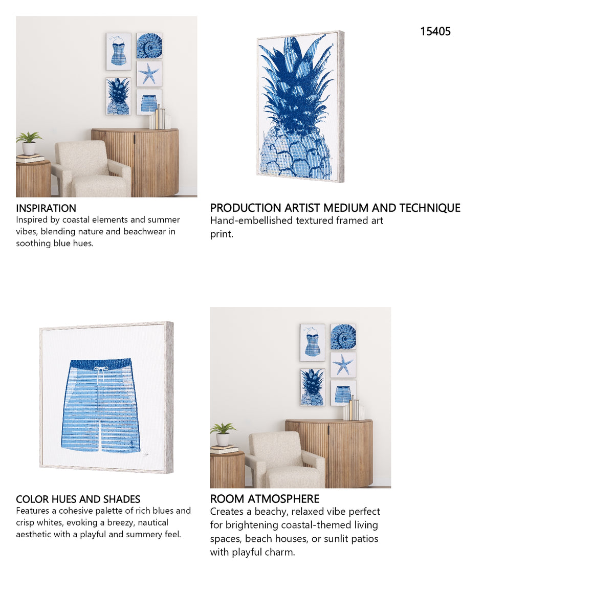 Summer Collection I by Mercana Studio a Hand Embelished Textured Framed Art Print from Mercana - Luna Furniture