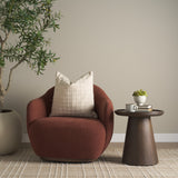 Hudson Burgundy Fabric Upholstered Swivel Chair from Mercana - Luna Furniture