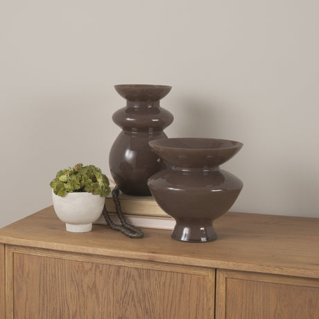 Bruna Sculptural Brown Glass Vase from Mercana - Luna Furniture