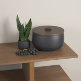 Voss Black Metal w/ Dark Wood Lid Canister from Mercana - Luna Furniture